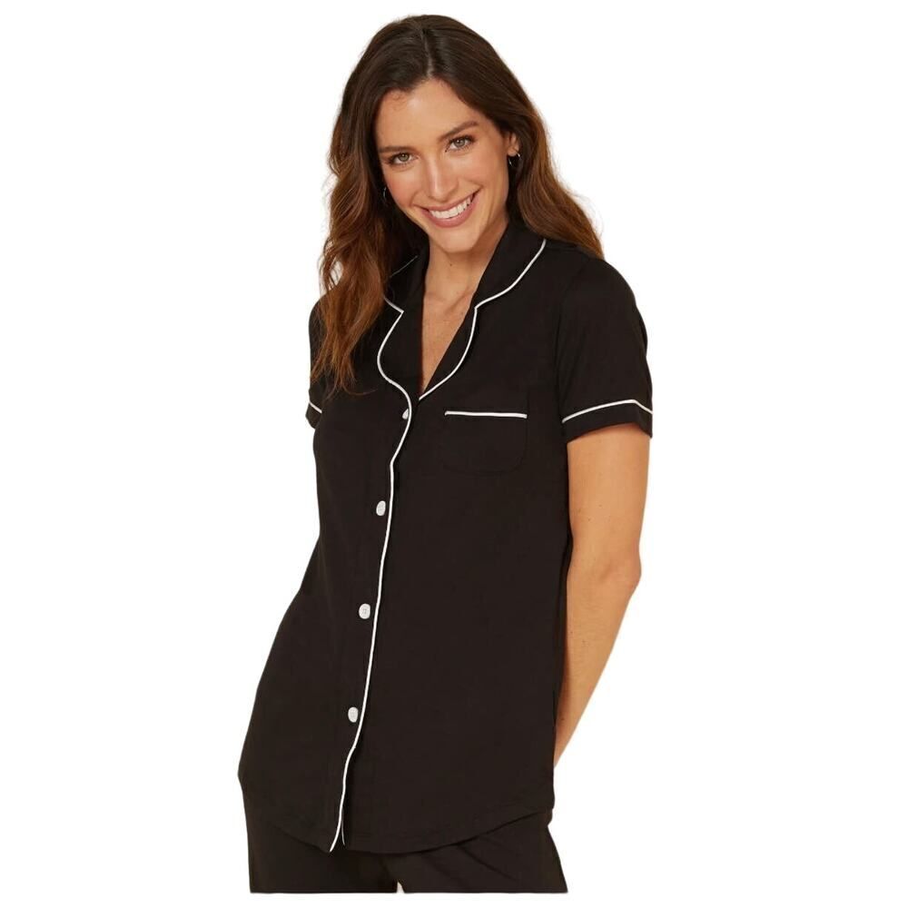 COSABELLA Women's Bella Short Sleeve Pajama Top Black Size Large